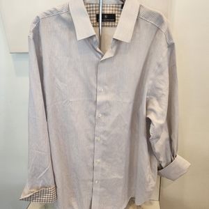 Mens Hart Schaffner Marx white/ blue & tan striped long sleeve button-down shirt